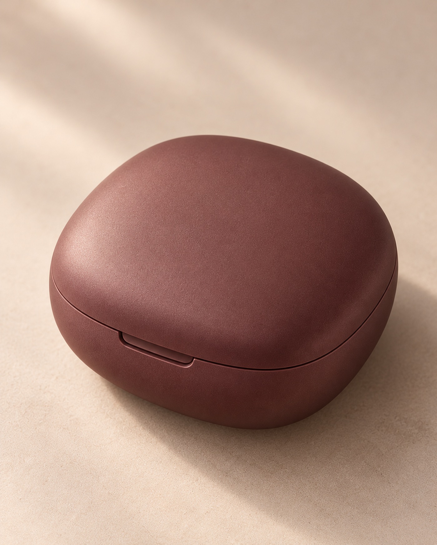 Concept render of a terracotta carrying case, closed